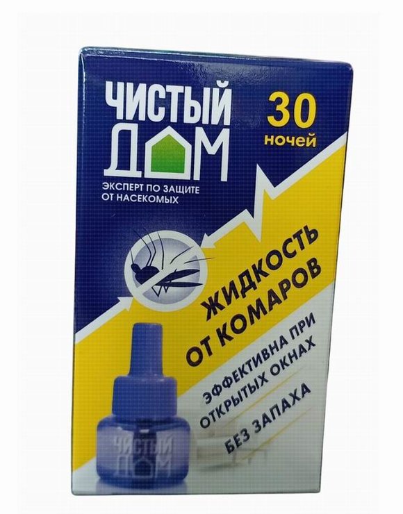 ЧИСТЫЙ ДОМ Жидкость от комаров 30ночей без запаха (80)
