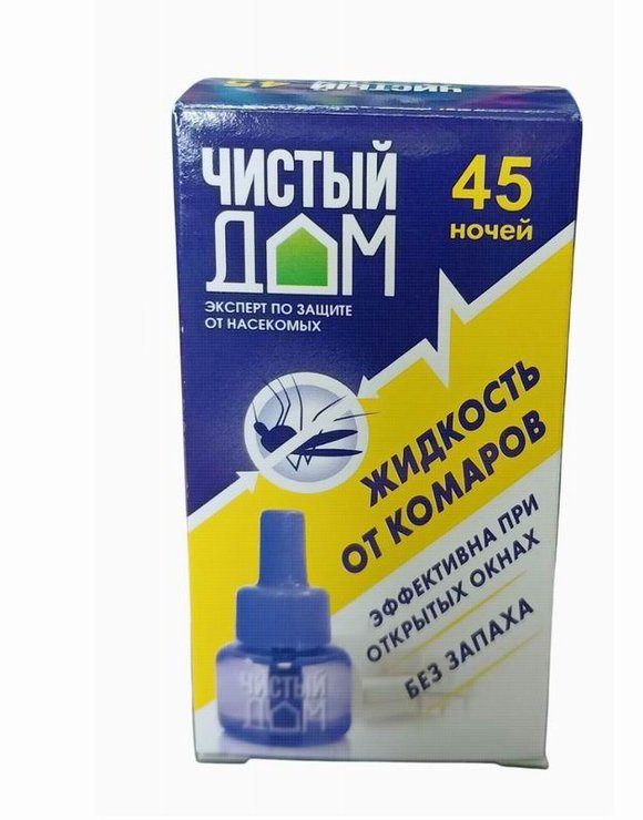 ЧИСТЫЙ ДОМ Жидкость от комаров 45ночей без запаха (80)