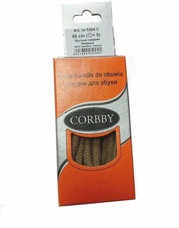 CORBBY Шнурки 90см круглые средние Бежевые