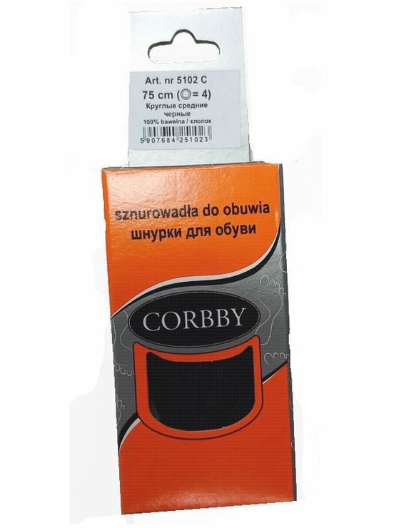 CORBBY Шнурки 75см круглые средние Черные