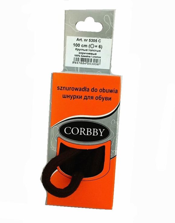 CORBBY Шнурки 100см круглые толстые Коричневые