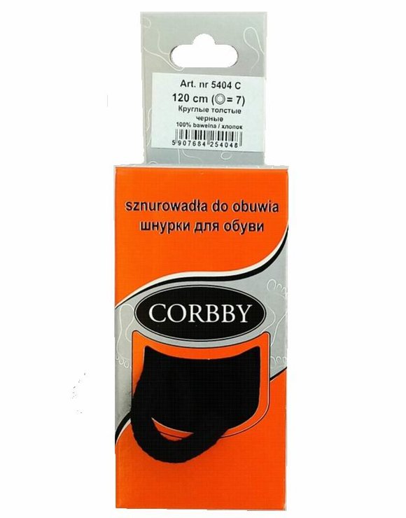 CORBBY Шнурки 120см круглые толстые Черные