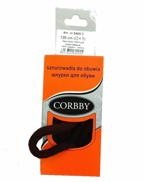 CORBBY Шнурки 120см круглые толстые Коричневые