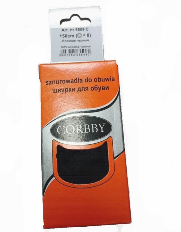 CORBBY Шнурки 150см плоские Черные