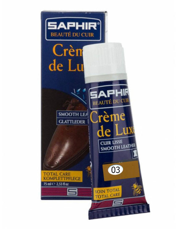САПФИР Крем для кожи 75мл Creme de Luxe (туба с губкой) св-коричневый (ligh brown)
