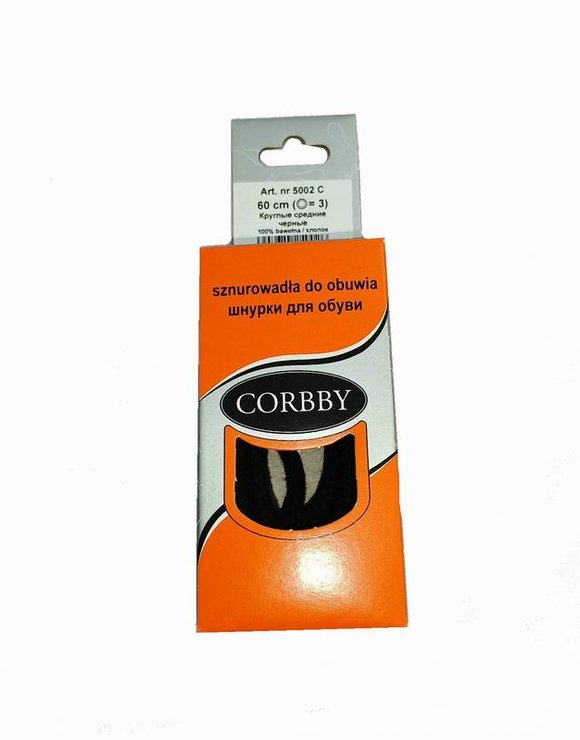 CORBBY Шнурки 60см круглые средние Черные