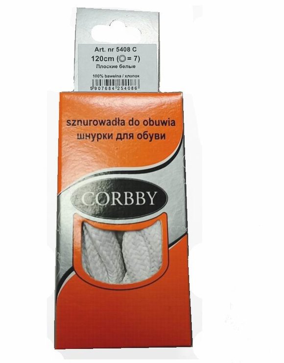 CORBBY Шнурки 120см плоские Белые