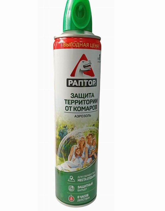 РАПТОР Аэрозоль 400мл от комаров Защита территории (12)