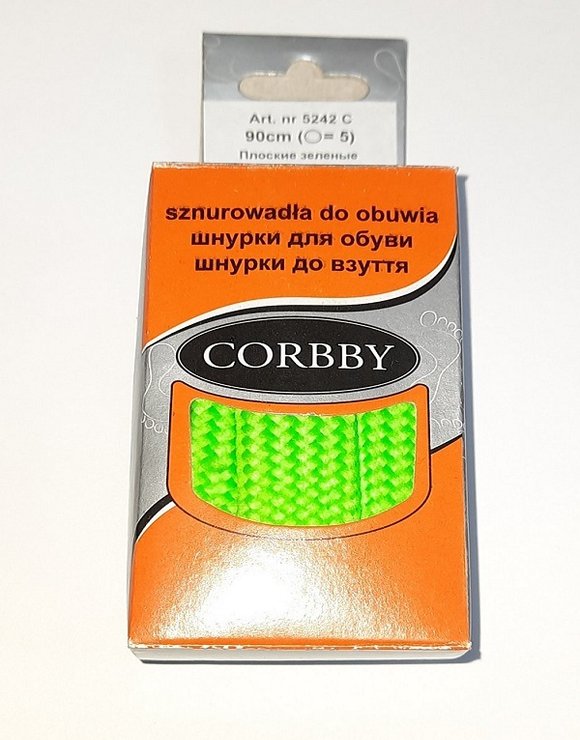 CORBBY Шнурки 90см плоские Зеленые