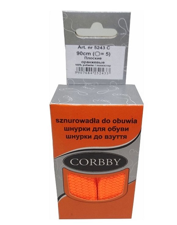 CORBBY Шнурки 90см плоские Оранжевые