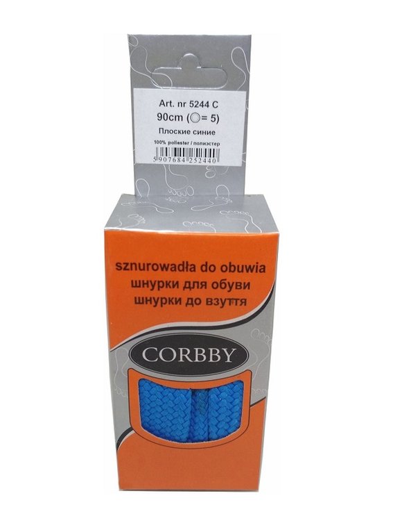 CORBBY Шнурки 90см плоские Голубые