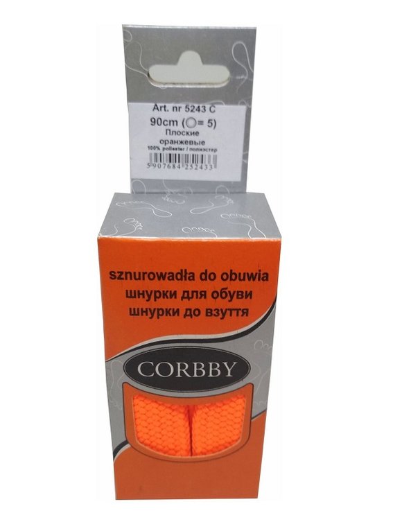 CORBBY Шнурки 120см плоские Оранжевые