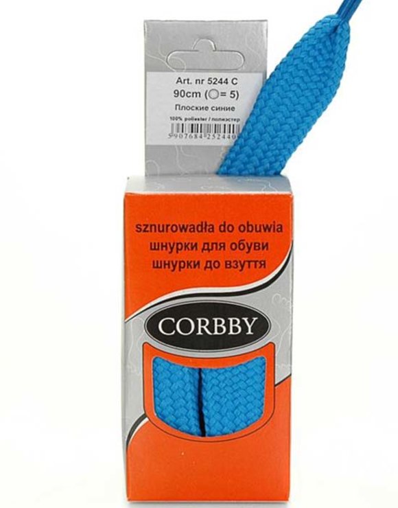 CORBBY Шнурки 120см плоские Голубые