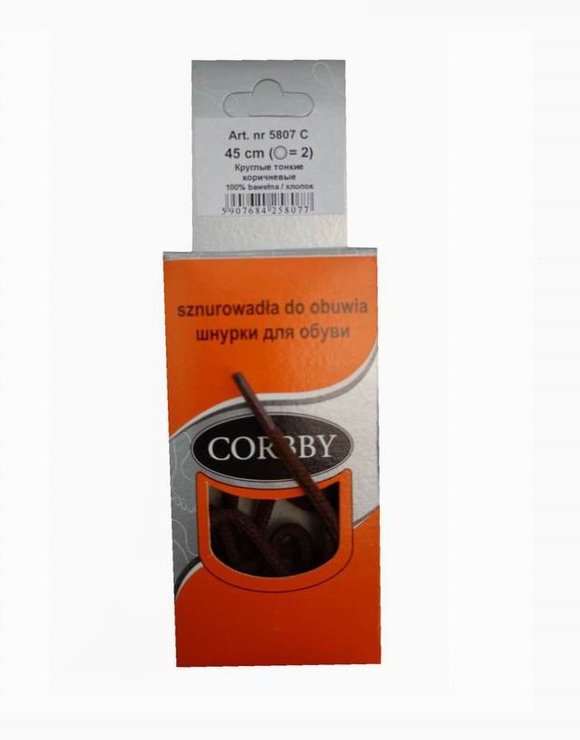 CORBBY Шнурки 45см круглые тонкие Коричневые