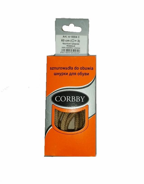 CORBBY Шнурки 60см круглые средние Бежевые