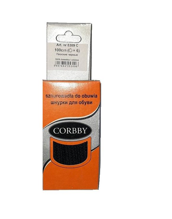 CORBBY Шнурки 100см плоские Черные