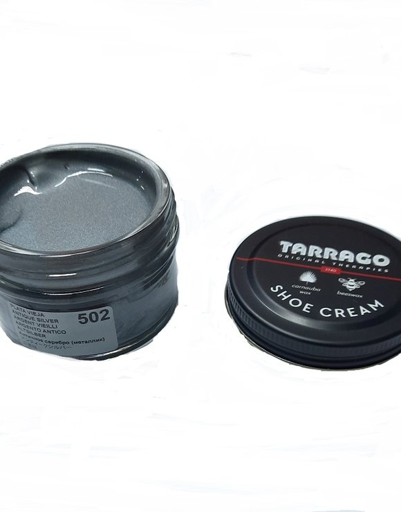 TARRAGO Крем для кожи 50мл подстарело серебро металлик (ст.банка) Shoe Cream