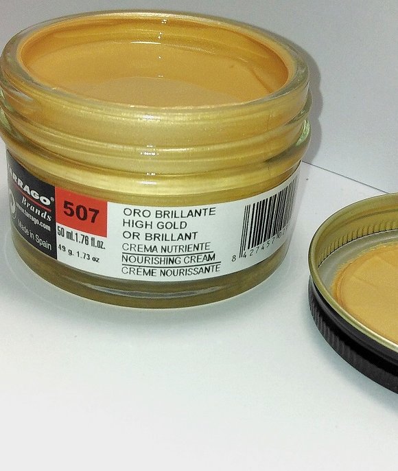 TARRAGO Крем для кожи 50мл ярко золото металлик (ст.банка) Shoe Cream