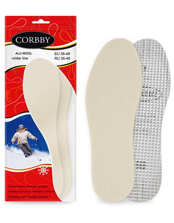 CORBBY Стельки р.36/46 ALU WOOL шерсть на латексе с фольгой