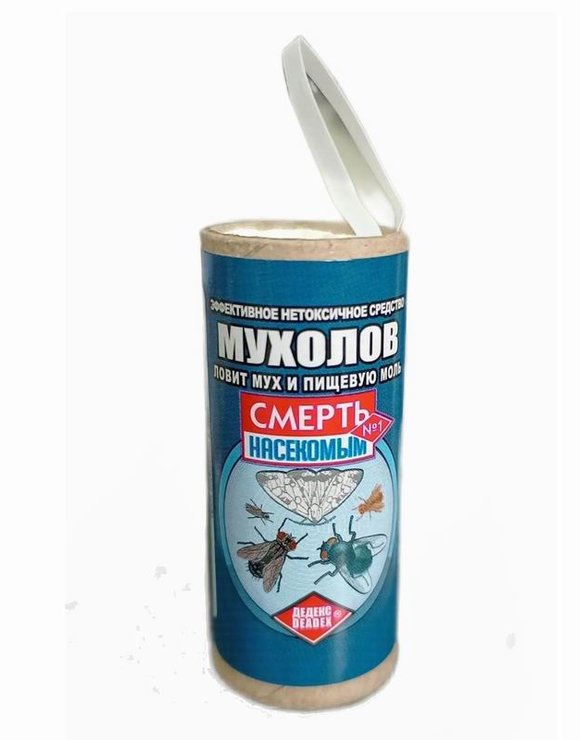 Липкая лента 1шт МУХОЛОВ от мух и пищевой моли Смерть Насекомым (200)