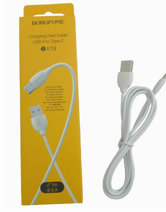 Кабель USB-Type-C дл-1м, 3.0А, белый Borofone