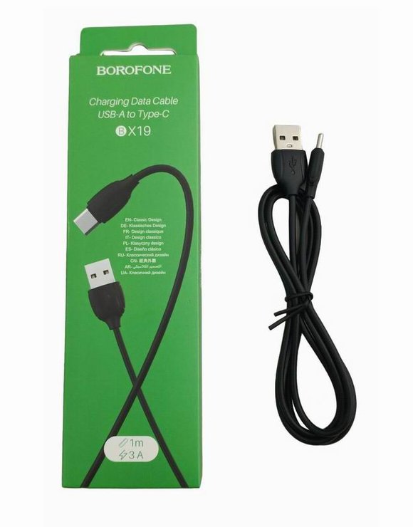 Кабель USB-Type-C дл-1м, 3.0А, черный Borofone