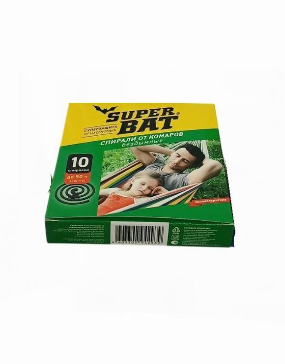 SuperBAT Спирали 10шт от комаров бездымные Зеленые (60)