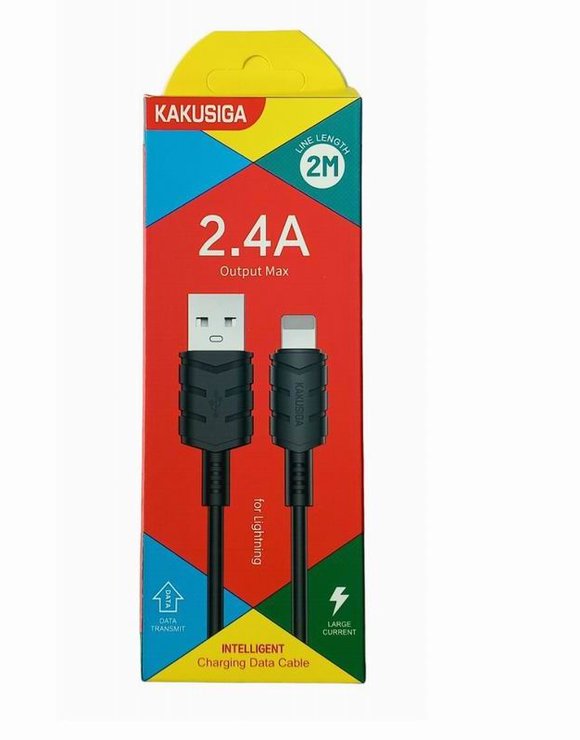 Кабель USB-Lightning дл-2м, 2.4А Output Max Черный KAKUSIGA