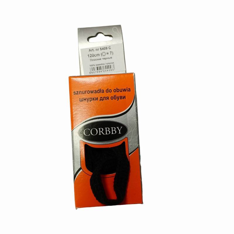 CORBBY Шнурки 120см плоские Черные