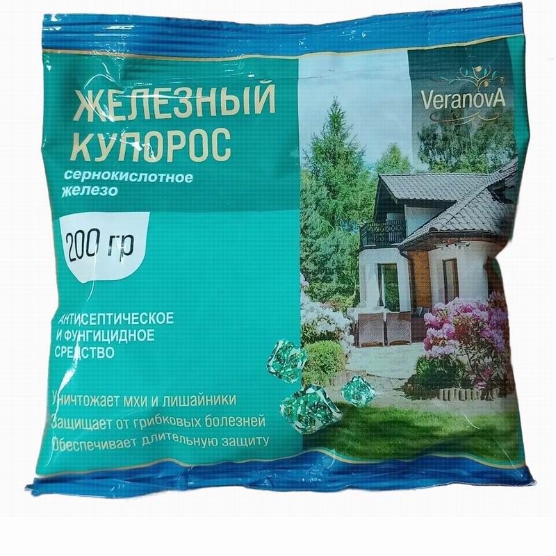 Железный купорос 200гр (сернокислотное железо) обработка от мха, плесении и грибковых болезней VERANOVA (50)