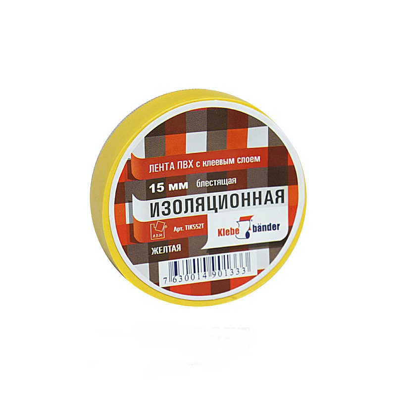 Изолента ПВХ 10м*15мм желтая Klebebande (5)