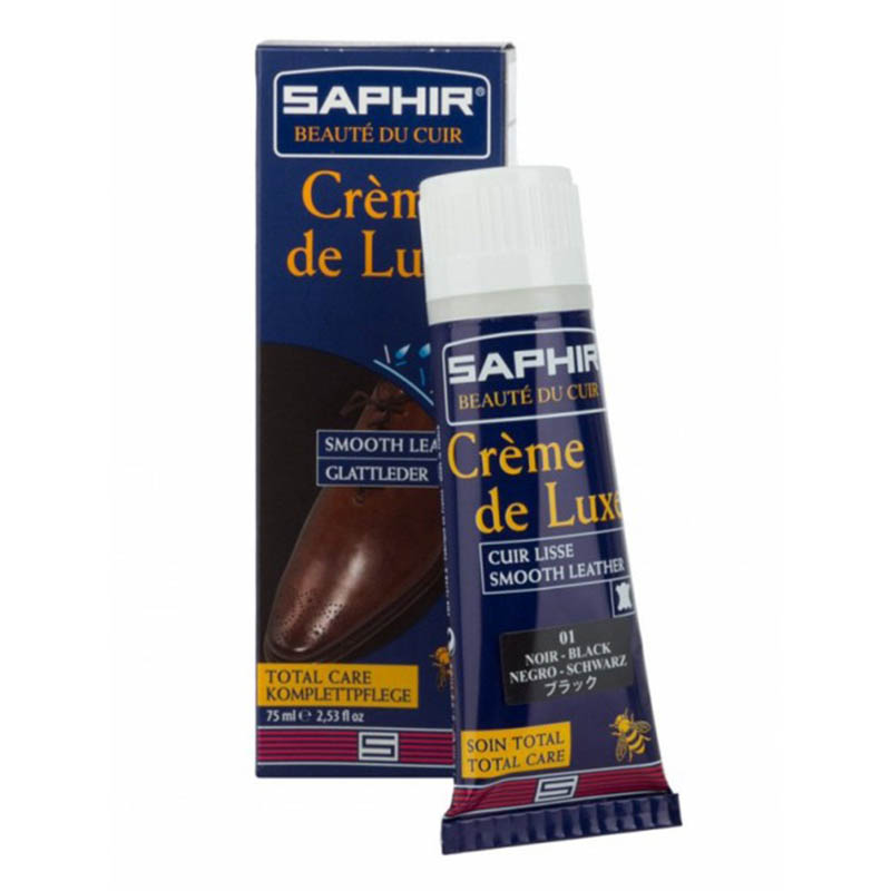 САПФИР Крем для кожи 75мл Creme de Luxe (туба с губкой) черный (black)