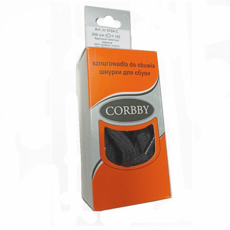 CORBBY Шнурки 200см круглые толстые Черные