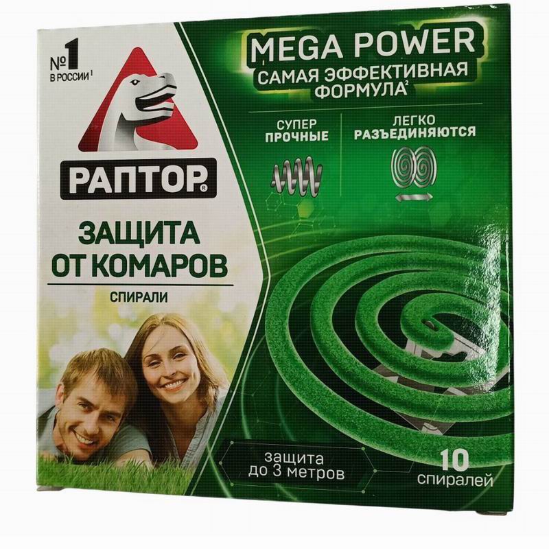 РАПТОР Спирали 10шт+2(бесплатно) от комаров Зеленые, без запаха (12)