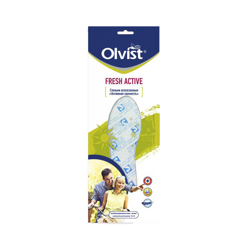 OLVIST Стельки р.36/46 всесезонные FRESH ACTIVE Активная свежесть хлопковое покрытием на латексе