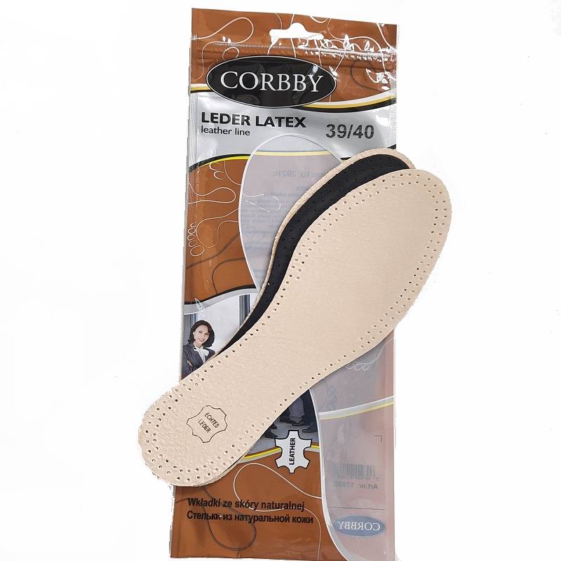 CORBBY Стельки Leder latex р.39/40 натуральная кожа с углем