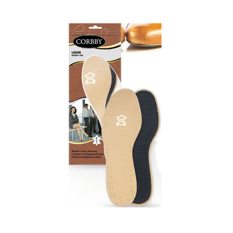 CORBBY Стельки Leder latex р.41/42 натуральная кожа с углем