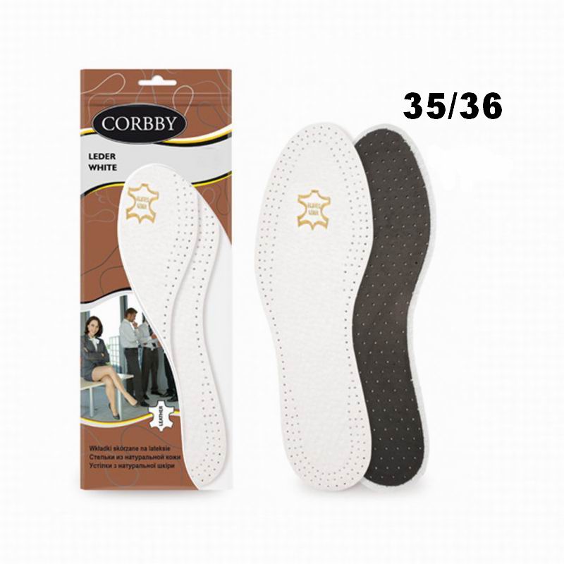 CORBBY Стельки Leder white р.35/36 натуральная кожа с углем