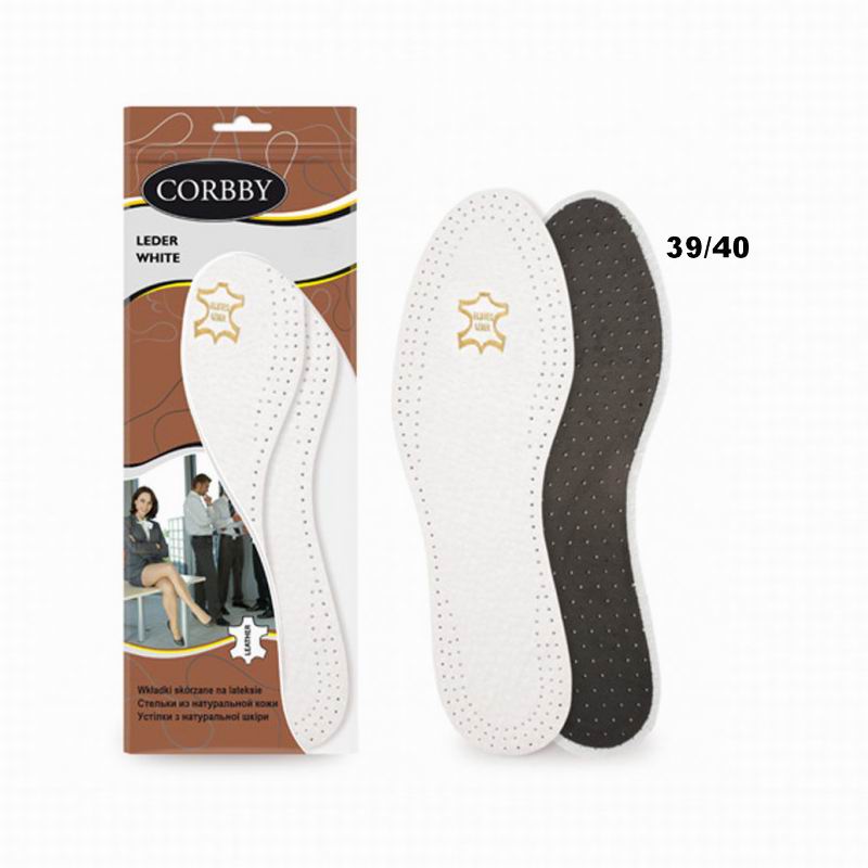 CORBBY Стельки Leder white р.39/40 натуральная кожа с углем