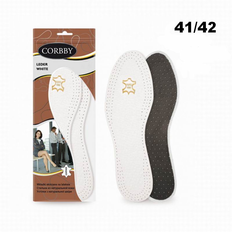 CORBBY Стельки Leder white р.41/42 натуральная кожа с углем
