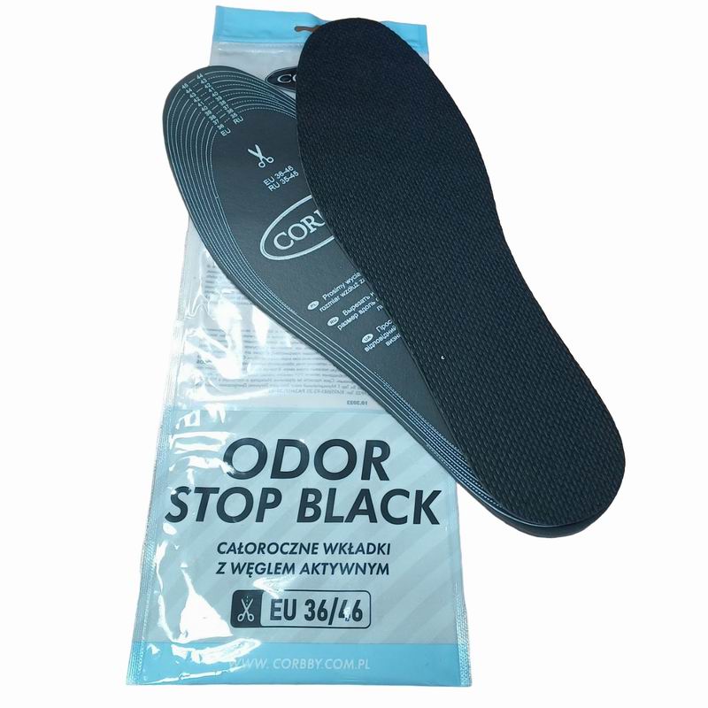 CORBBY Стельки р.36/46 Ткань х/б на латексе с углем. Демисезонные ODOR STOP BLACK