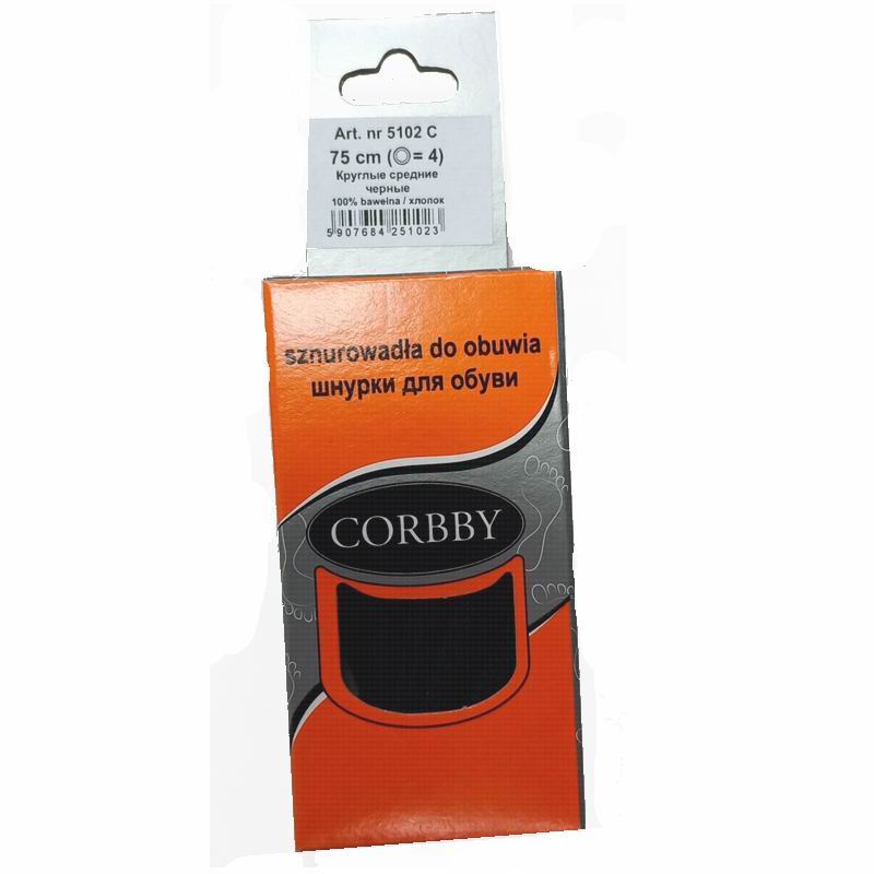 CORBBY Шнурки 75см круглые средние Черные