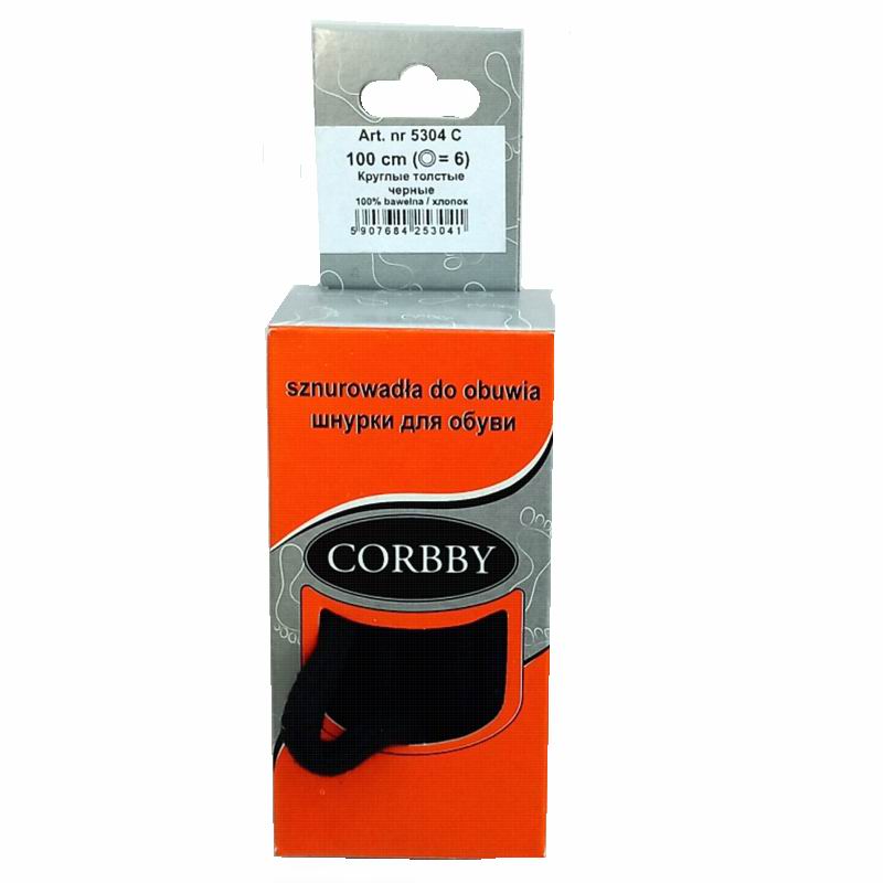 CORBBY Шнурки 100см круглые толстые Черные