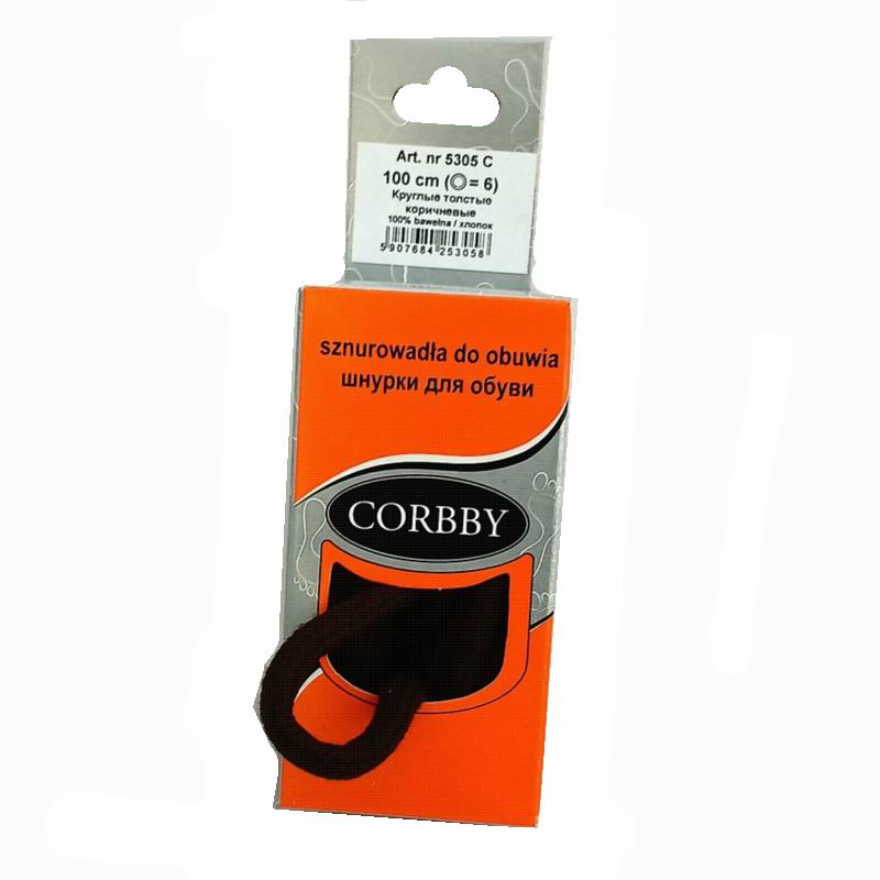CORBBY Шнурки 100см круглые толстые Коричневые
