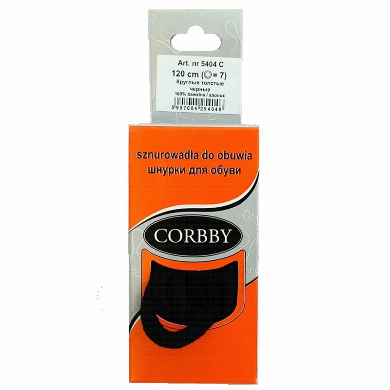 CORBBY Шнурки 120см круглые толстые Черные