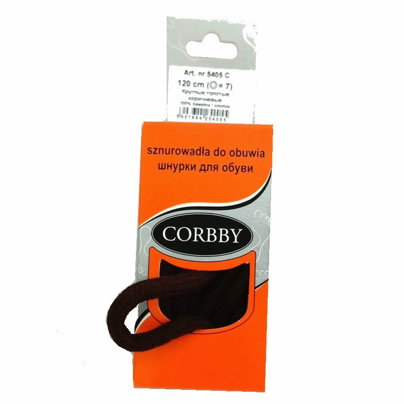 CORBBY Шнурки 120см круглые толстые Коричневые