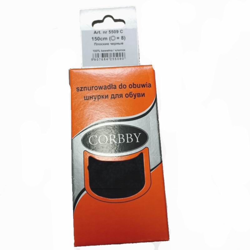 CORBBY Шнурки 150см плоские Черные