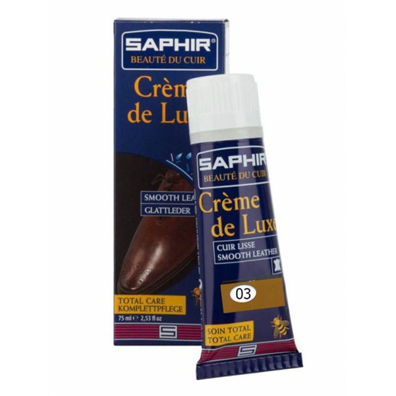 САПФИР Крем для кожи 75мл Creme de Luxe (туба с губкой) св-коричневый (ligh brown)