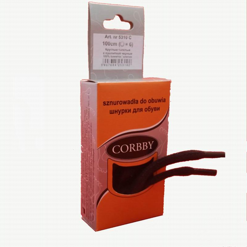 CORBBY Шнурки 100см круглые толстые с пропиткой Черные
