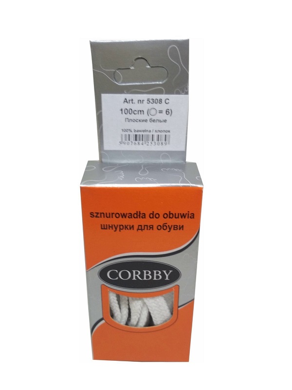 CORBBY Шнурки 100см плоские Белые